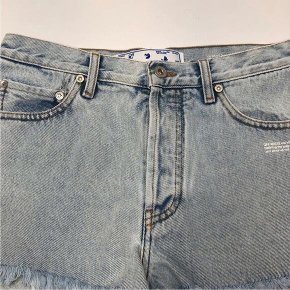 Off-White Frayed Hem Bleach shorts blue no color - 27 - Picture 4 of 15